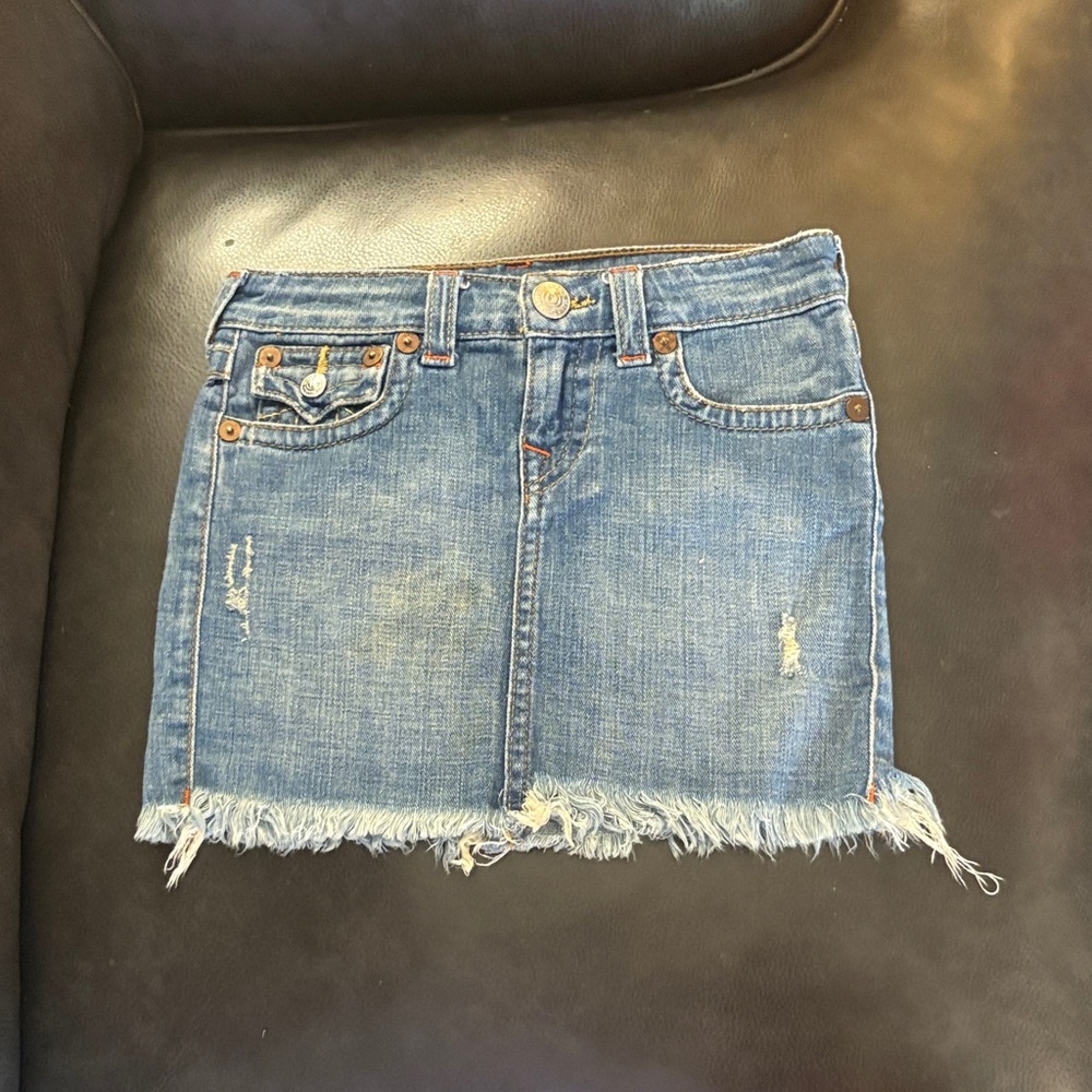 Girls Light Blue Denim Mini Skirt